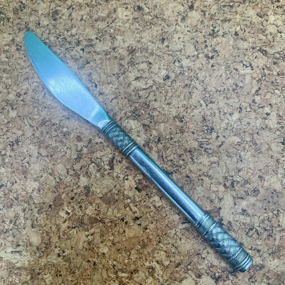 National TRACERY Stainless‎ NS Japan Basket Weave Silverware knife Flatware